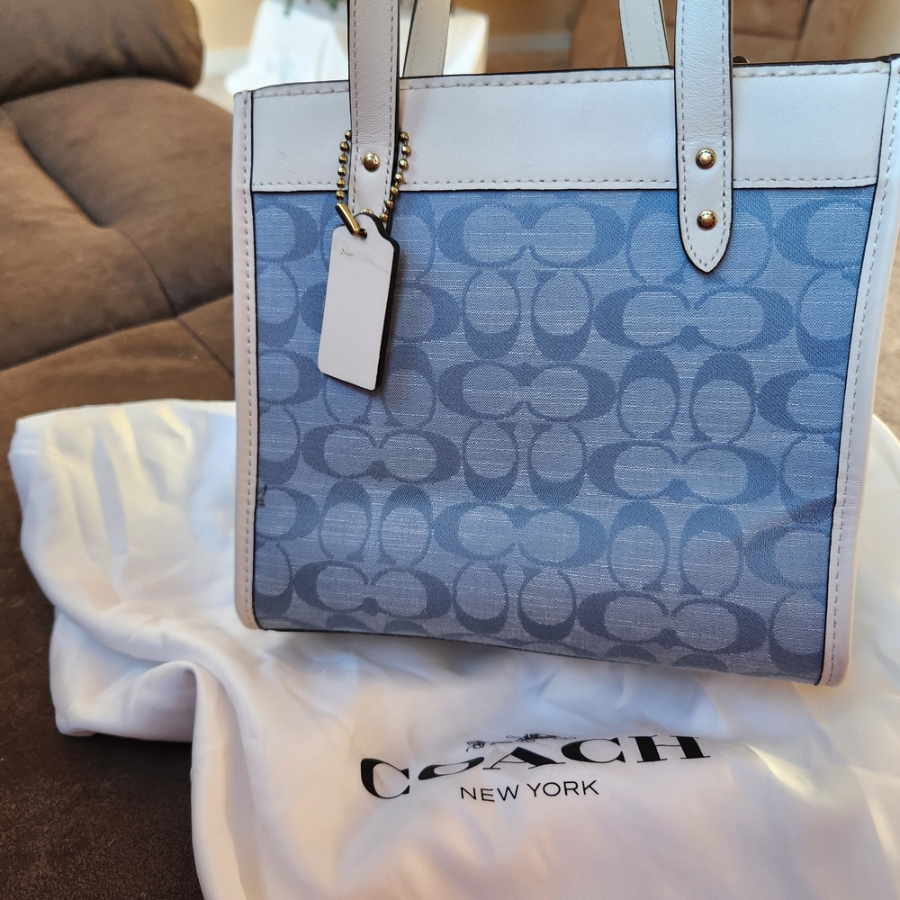 Coach Blue and White, Chambray. Women's Bag,missing Shoulder Strap
